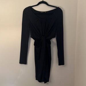 Black Cutout Knot Long Sleeve Dress
